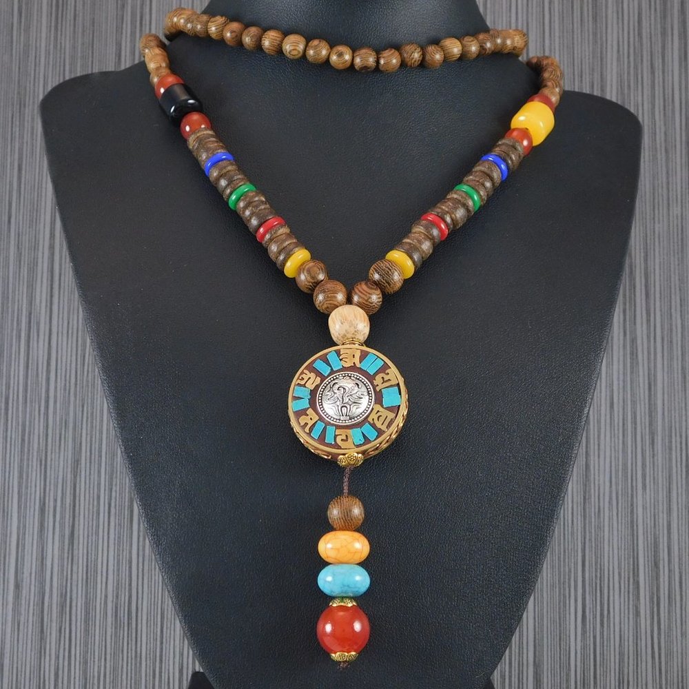 Long Mala Bead Necklace Boho Spiritual Jewelry